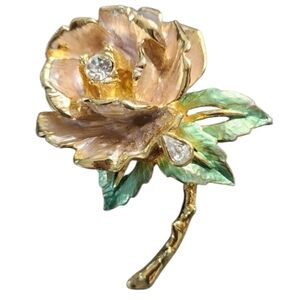 Graziano Princess Diana 1997 England Rose Brooch, Enamel, Gold Plated